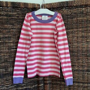 Hanna Andersson 100% Organic Cotton Striped Pajama Shirt Girl's 8 130 Pink Soft